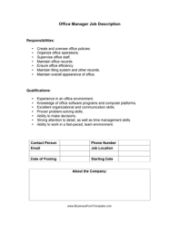 Office Manager Job Description Template Job Description Template Office Manager Job Description Jobs For Teachers