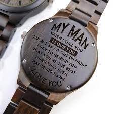 Husband When I Tell You I Love You Muzuo Link Belt Engraved Wooden Casual Quartz Wrist Watch Anniversary Birthday Customized Gift Wooden Watch Engraved Wooden Watches For Men Wooden Watch