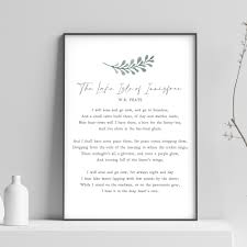 The Lake Isle Of Innisfree William Butler Yeats Poem Inspiration Print Wall Art Minimalist Quote Instant Download Minimalist Wall Art Art Prints Quotes Wall Prints