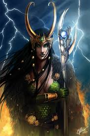 The statue is displayed on a themed stone base and features loki. Lady Loki By Elz Art On Deviantart