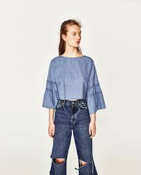 Kollari Volanli Top Bluz Ust Giyim Kadin Zara Turkiye Tops