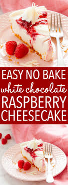 This delicious no bake raspberry cheesecake is flavoured with fresh raspberries and lemon juice with some raspberry jelly over. Easy No Bake White Chocolate Raspberry Cheesecake The Busy Baker