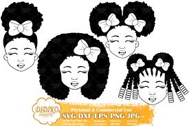 Download Black Girl Bundle Svg Afro Girl With Bow Silhouette File 582117 Cut Files Design Bundles