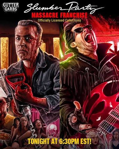 🎸 TONIGHT - SLUMBER PARTY MASSACRE FRANCHISE DROPS The officially licensed Slumber  Party Massacre Franchise collection goes live TONIGHT at 6:30pm EST.  Featuring brand-new artwork inspired by The Slumber Party Massacre (1982)  and