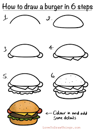 How to draw a cheeseburger. Love To Draw Things How To Draw A Burger In 6 Steps