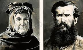 Portraits of Richard Burton and his wife, Isabel stock image