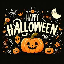 A black sign that says happy halloween ...