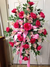 500 x 500 jpeg 98kb. Silk Cemetery Spray Using Hot Pink Roses White Larkspur Mixed Pink Filler Flowers With Funeral Floral Arrangements Funeral Flower Arrangements Funeral Floral