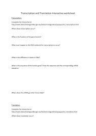 Transcription and translation by good science worksheets tpt. Transcription And Translation Interactive Worksheet