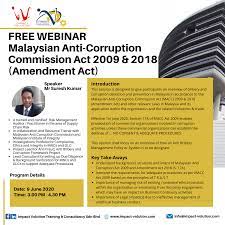 Pwc global economic crime and fraud survey 2018: Impact Volution Training Consultancy Free Webinar Malaysian Anti Corruption Commission Act 2009 2018 Amendment Act Wanted To Comply To Latest Malaysian Anti Corruption Commission Amendment Act 2018 Without Sacrificing