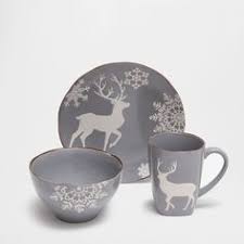 Geyik Desenli Gri Yemek Takimi Grey Dinnerware Trending Decor Decor