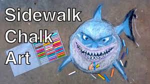 Sidewalk Chalk Art Bruce Marlin And Dory From Disney Pixar S Finding Nemo Time Lapse Youtube Sidewalk Chalk Art Chalk Art Sidewalk Art
