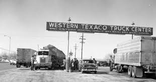 Carmen Zone Atlas Truck Stop At Las Cruces N M 1956 Trucks Old Gas Stations Vintage Trucks