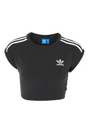 Black Adidas Crop Top Shirt Carousel Image 0 Adidas Crop Top Striped Crop Top Crop Tops