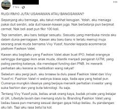 email protected with fadza anuar and vivy yusof of fashion valet. Vivy Yusof Bukan Usahawan Tapi Bangsawan Pnb Labur Tapi Fashion Valet Rugi Rm10 Juta Kongsi Tular Semasa Forum Cari Infonet