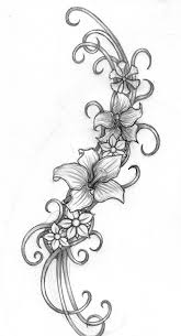 Black And White Outline Flower Tattoo Designs Myspace Swirl Tattoo Flower Tattoos Flower Tattoo Designs