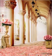 10x10ft Pink Rose Flowers Porch Pillars Custom Photo Studio Background Backdrop Dekorasi Seni