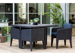 Ensemble de jardin poly rotin canapé table basse chaises meuble balcon terrasse. Keter Columbia Ensemble De Jardin Avec 4 Chaises Gris Hubo