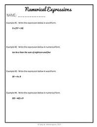 Numerical Expressions Word Form And Number Form Fifth Grade Lesson Packet Numerical Expression Word Form Fifth Grade Math