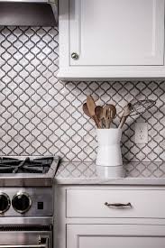Check spelling or type a new query. White Marble Arabesque Kitchen Backsplash With Gray Grout Transitional Kitchen