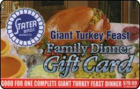 Maybe you would like to learn more about one of these? Gift Card Giant Turkey Feast Stater Bros United States Of America Family Dinner Col Us Stater 006