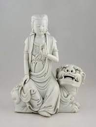 Porcelain Kuan Yin Seated On Lion China Qing Dynasty 1644 1911 Late 18th Century Asian Art Buddhist Art Chinese Art