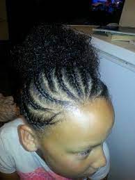 Cornrow Afro Puff Took 30 Minutes Easy Natural Style Cornrow Styles For Little Girls Hair Puff Cornrow Hairstyles
