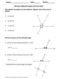 Geometry Worksheet Vertical Adjacent And Linear Pair Angles Geometry Worksheets Angles Worksheet Vertical Angles