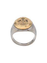 alexander mcqueen gold and silver metallic signet ring modesens 指輪