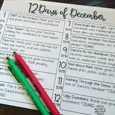 12 Days Of Christmas Countdown Outfits Dress By Hayley Cain Activity After Math Teachers Pay Tea Dress Up Day Christmas Kindergarten School Spirit Days