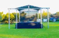 5m x 4m Triangular Roof Stage WITH PA wings Hire