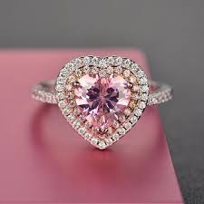 Rings For Women S925 Sterling Silver Pink Heart Topaz Gemstone Fine Je Intothea Pink Heart Rings Silver Heart Ring Unique Engagement Rings