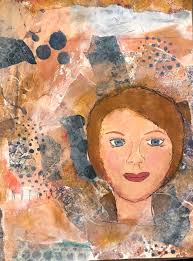 Collage with geliprint scraps, african style.