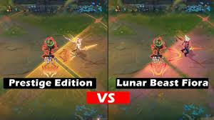The league of legends lunar beast skins have finally all been unveiled. Lunar Beast Fiora Vs Lunar Beast Fiora Prestige Edition Skins Comparison League Of Legends Youtube