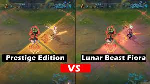 Lunar Beast Fiora Vs Lunar Beast Fiora Prestige Edition Skins Comparison League Of Legends Youtube