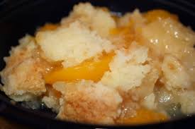 In this application, the cake mix is dumped over peaches that have been mixed with. Gluten Free Peach Dump Cake