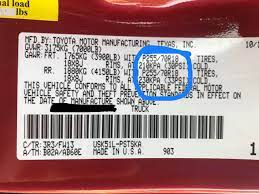 Locate and press the tire pressure warning reset button until the tire pressure warning light blinks 3 times. How To Determine Your New Air Pressure With Lt Tires Toyota Tundra Forum