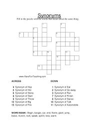 Synonym Crossword Puzzle Worksheet Word Puzzles For Kids Reading Comprehension Worksheets Have Fun Teaching