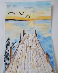 Epingle Par Sandrine Tigrou Biscotte Sur Dessins Peinture Lac Dessin Crayon De Couleur Paysage Au Crayon