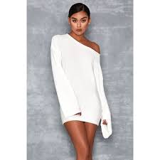 Belong White Oversized One Shoulder Bandage Sweater 105 Aud Liked On Polyvore Featuring Tops S Clothes Design Off Shoulder Sweater Off One Shoulder Tops
