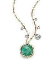 Meira T Emerald Diamond 14k Yellow Gold Pendant Necklace Gold Yellow Gold Pendants Pendant Necklace Gold Pendant Necklace