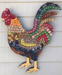Bottle Cap Art Farm Rooster No 2 Etsy Beer Cap Crafts Beer Cap Art Bottle Cap Art