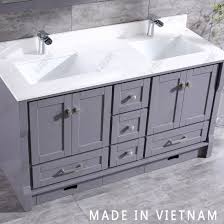 Black wooden corner vanity mirrors lit by oil rubbd bronze sconces hang over a light brown oak dual washstand topped with a white and gray marble countertop . Corner Basin Unit Fitted Bathroom Furniture China 18 Inch Bathroom Vanity Built In Vanity Cabinets For Bathrooms Made In China Com