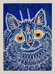 Wain Louis Blue Cat 1920s Cat Art Louis Wain Cats Art Deco Illustration