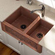 Stainless steel single bowl or double or triple sink kitchen farmhouse sink. Mrdirect Copper 33 L X 22 W Double Basin Farmhouse Apron Kitchen Sink Reviews Wayfair