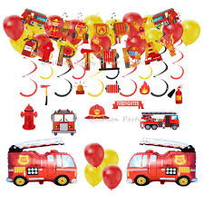Fire Truck Birthday Party Decoration Pack Fireman Firefighter Bday Party Banner Construction Party Balloon Decor Set Shopee Malaysia