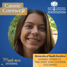 Say hello to one of our SCPA Foundation interns, Cassie Cornwell! 👋 Cassie  Cornwell of the University of South Carolina will spend her summer at The  Post and Courier Columbia. You can