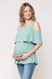 Wide Strap Cold Shoulder Maternity Top Hotmommyandme