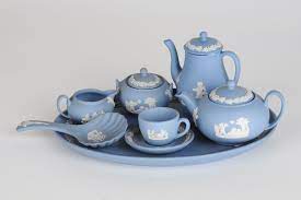 Miniature Tea Set Wedgwood Blue Jasper Miniature Tea Set Tea Sets Vintage Mini Tea Set