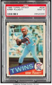 Kirby puckett rookie card value topps. 1985 Topps Tiffany Kirby Puckett 536 Psa Mint 9 Baseball Cards Lot 43136 Heritage Auctions